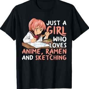 Black Anime Ramen Sketching women's T-Shirt